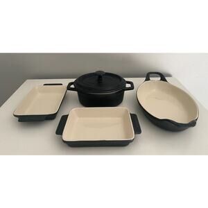Stuab MINI Black Baking Dishes and La Cocotte Oval Ceramic Cookware, Lot of 4